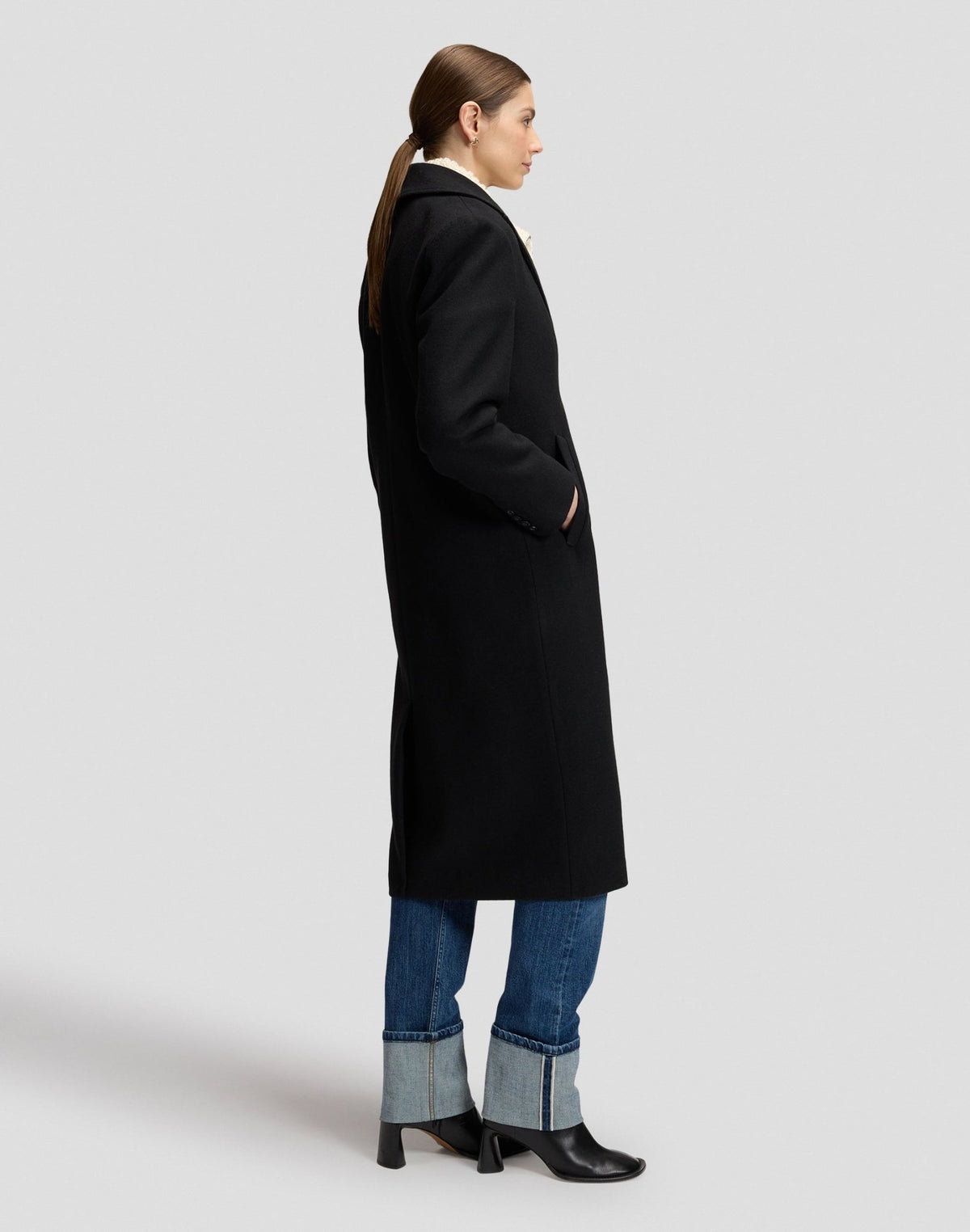 Wintermantel Long Wool in Black - LEE Schweiz