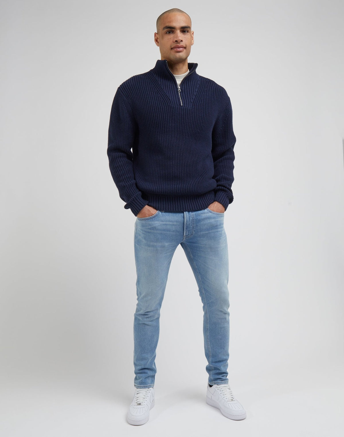 Half Zip Knit in Sky Captain - LEE Schweiz